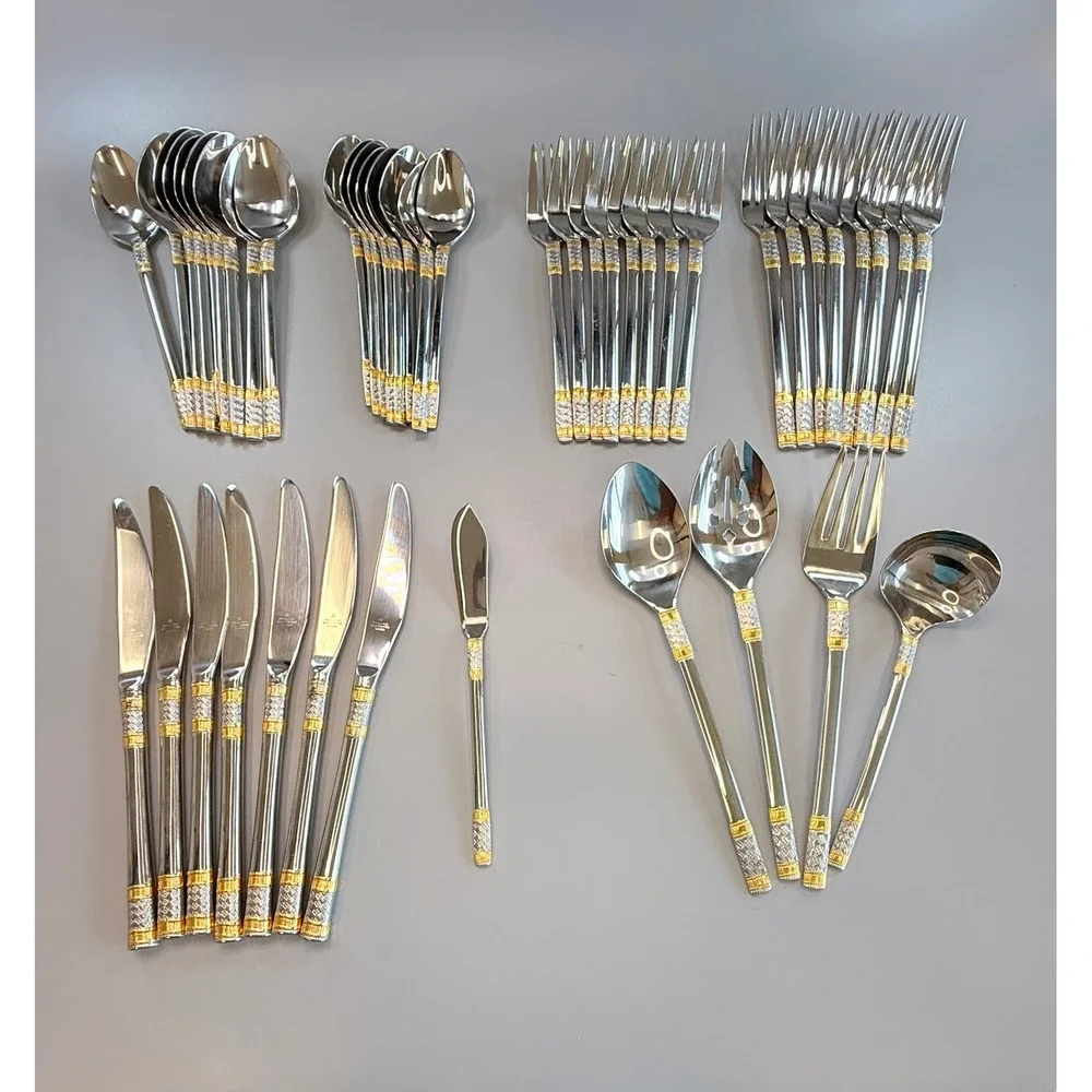 Wallace Silversmiths Aegean Weave Flatware 45 PCS Set Good Vintage Silverplate